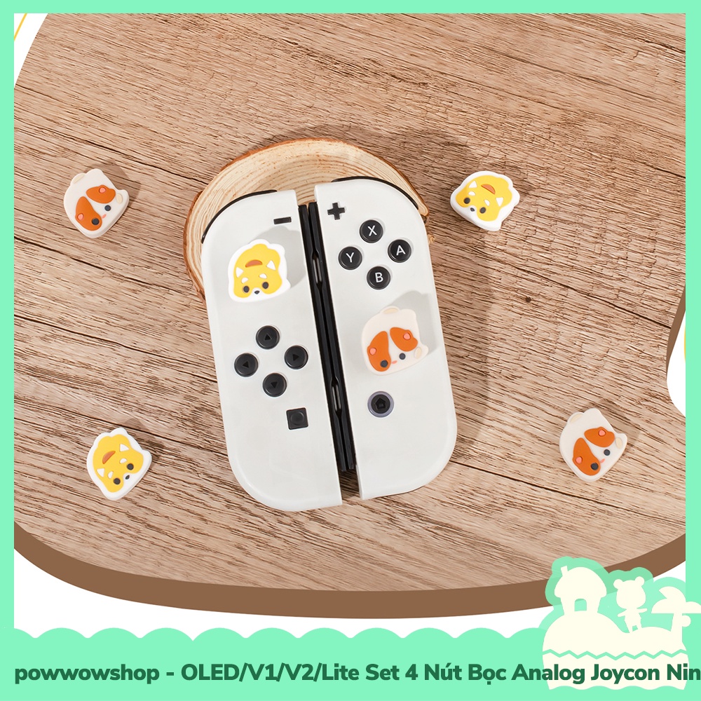 [Sẵn VN - Hỏa Tốc] Oled/V1/V2/Lite Set 4 Bọc Nút Analog Joycon Cho Máy Game Cầm Tay Nintendo Switch Mẫu Dog Housing