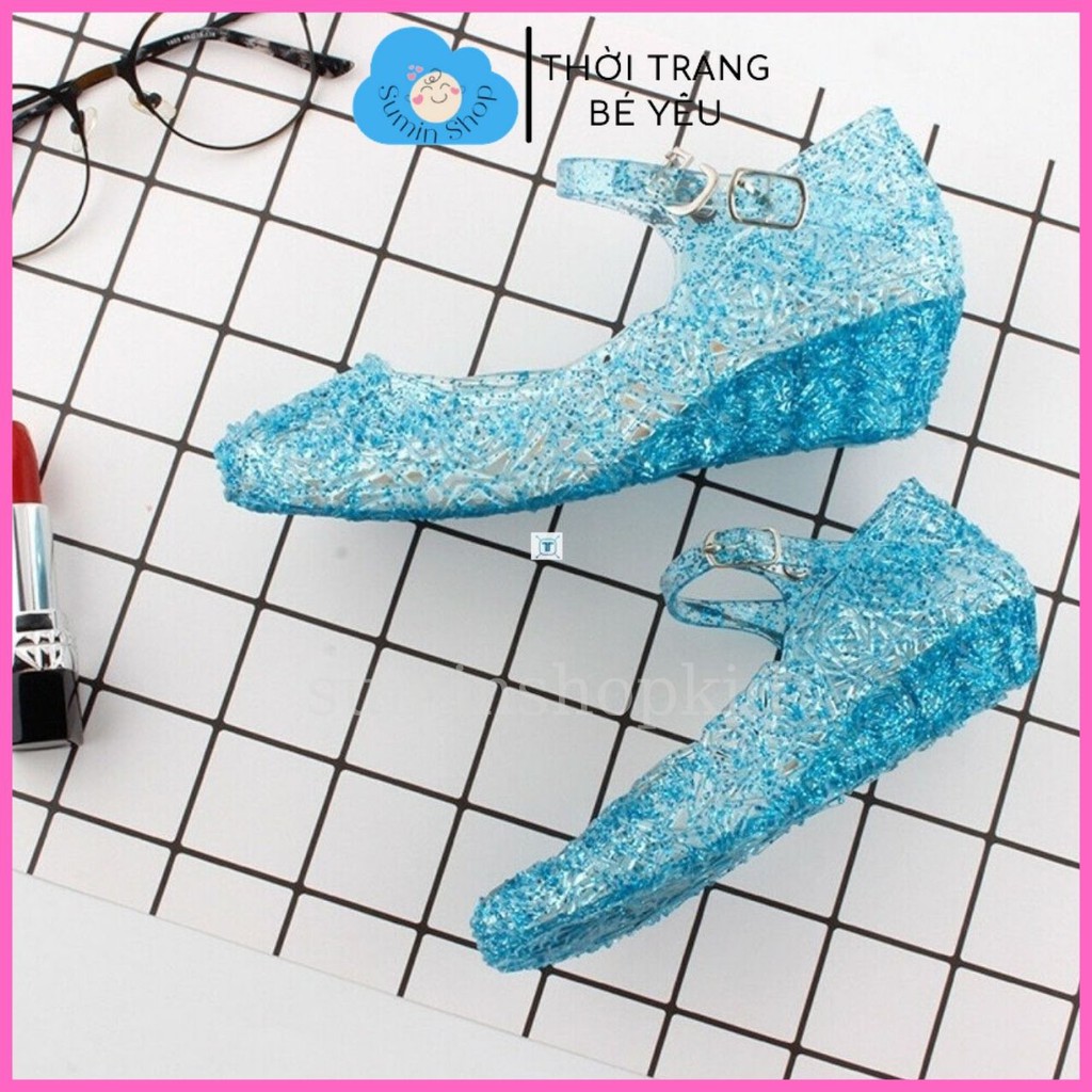 Giày sandal cho bé gái họa tiết pha lê trong suốt phong cách giày công chúa Elsa cho bé gái SUMIN KIDS