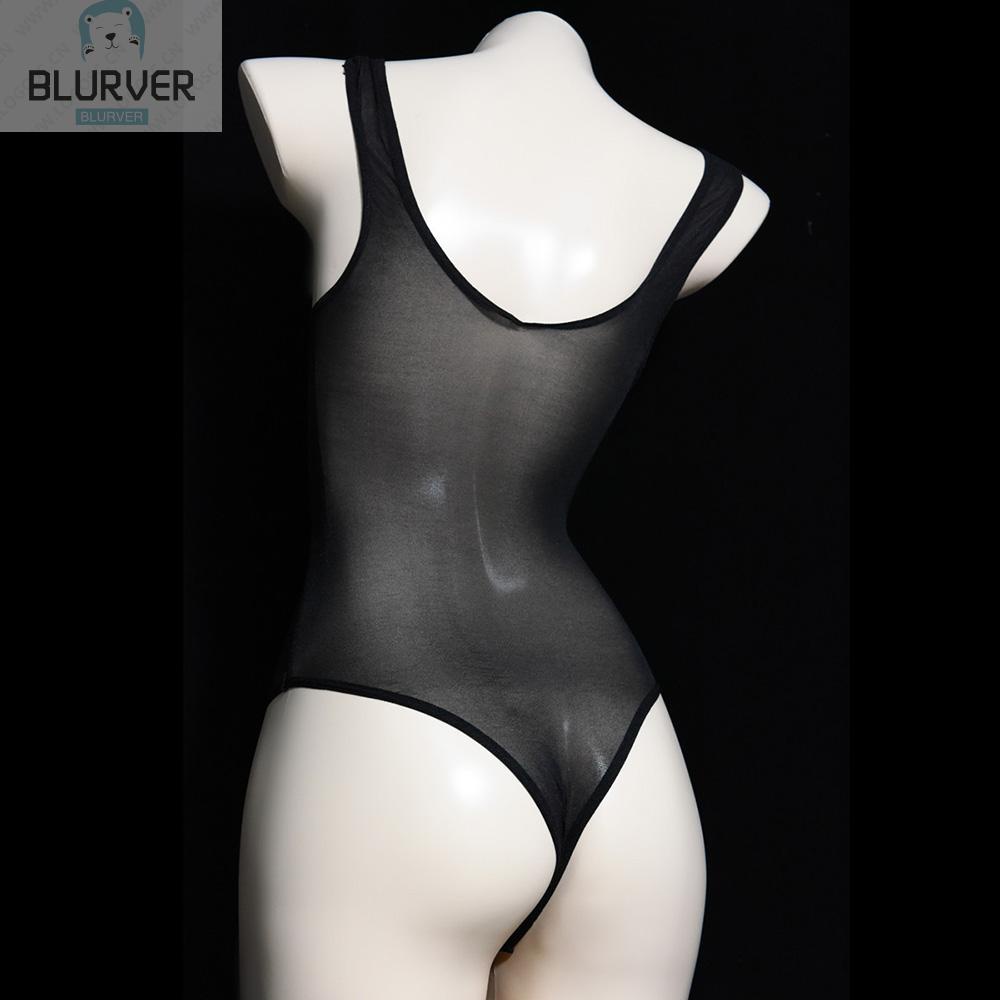 BLURVER~Mens Sexy Sheer Mesh Bodysuit Leotard See Through Pantyhose Slim Body-Stockings#blueriver