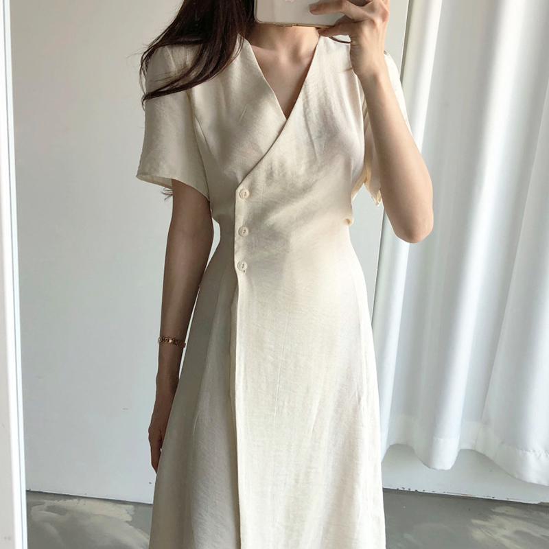 Đầm cổ chữ v phối ren xinh xắn theo phong cách hàn quốc/size S-xl