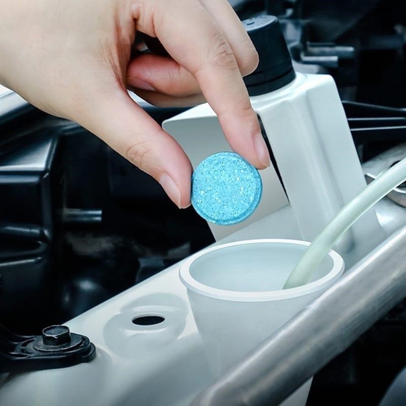 Hộp 10 Viên Sủi Rửa Kính Xe Ô Tô Siêu Sạch, Vệ Sinh Làm Sạch Kính, Gương Xe. 1 Viên Pha Được 4L Nước
