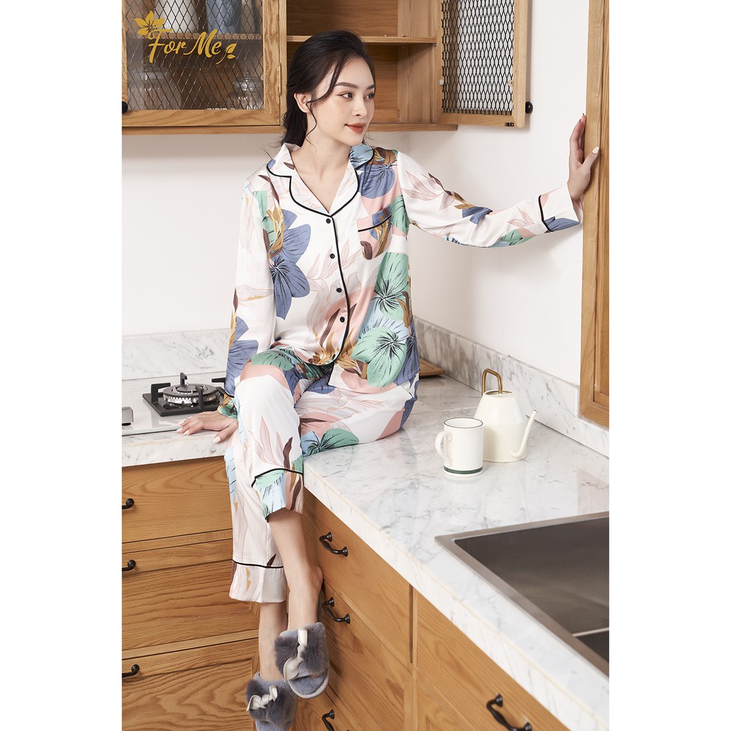 Bộ đồ ngủ, mặc nhà chất Lụa Giấy Luxury DÀI TAY PHONG CÁCH CHÂU ÂU ,forme pijama