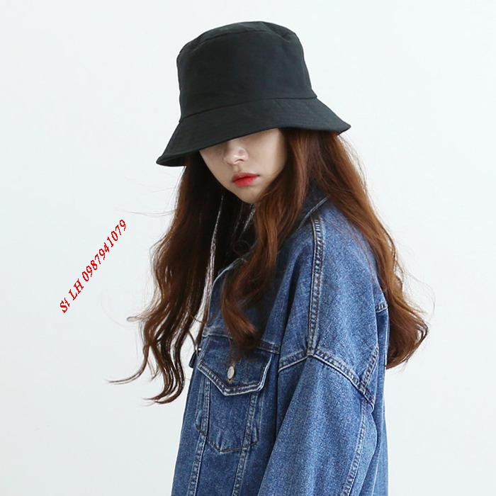 Mũ tai bèo đen trơn, Nón bucket đen trơn