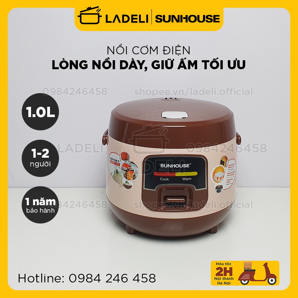 [Mã ELHADEV giảm 4% đơn 300K] Nồi cơm điện 1L SUNHOUSE SHD8208C thân nhựa