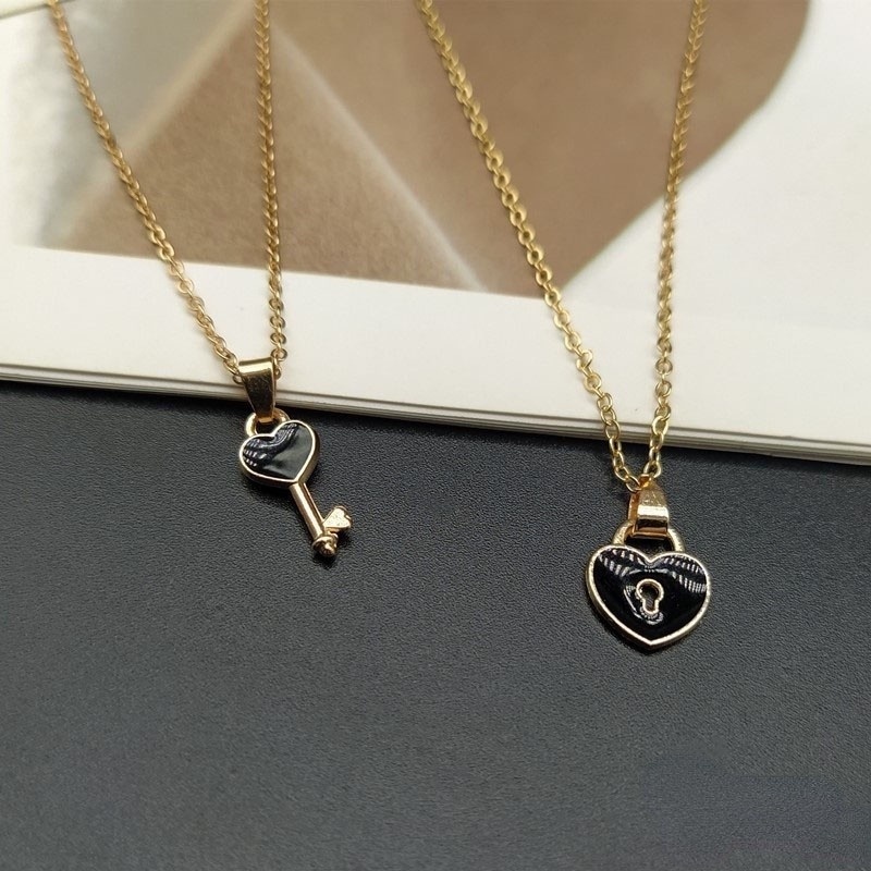 Set 2 Vòng cổ mặt ổ khóa trái tim thời trang cho cặp đôi
