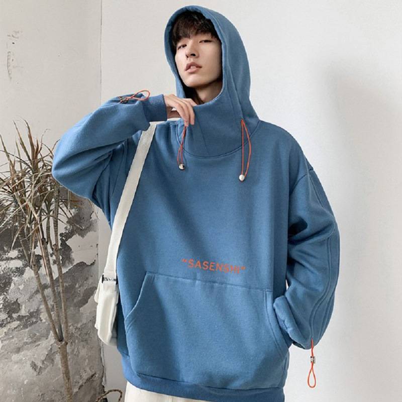 Áo hoodie lót nhung dày dặn dáng suông rộng thiết kế phong cách nhật bản thời trang cho nam