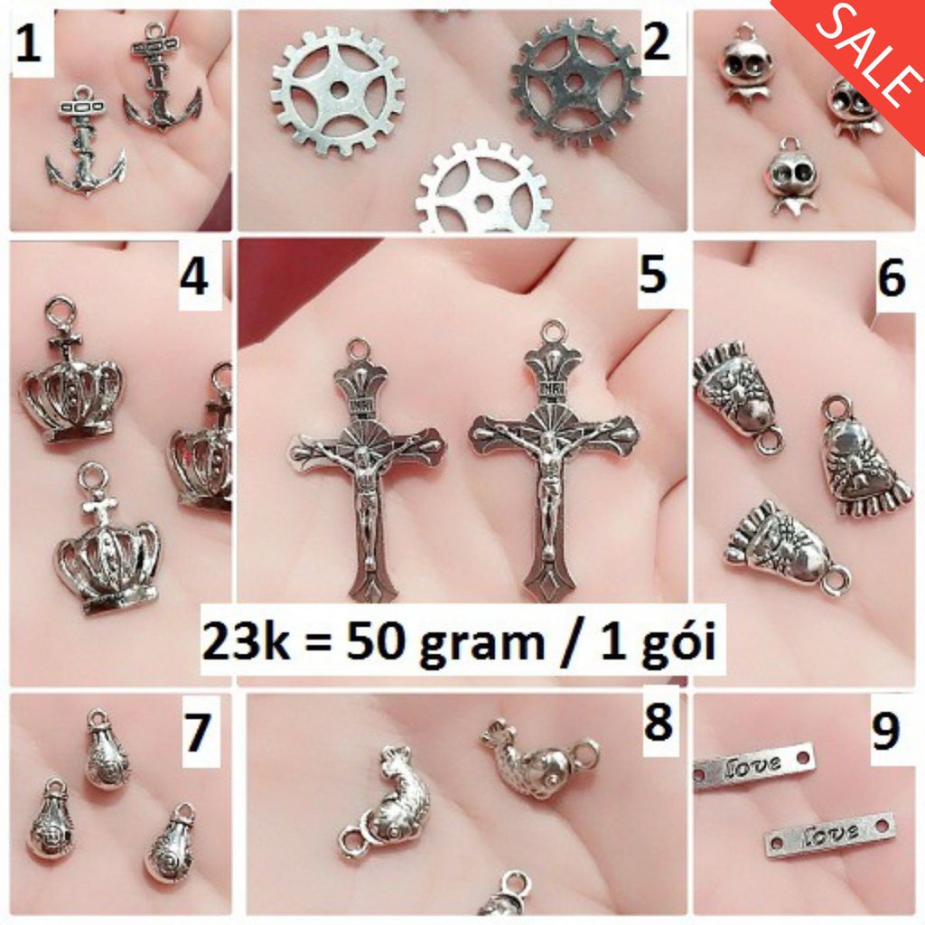 Phụ kiện charm bạc cổ 23k = 50g [ charm bạc cổ giá rẻ ]