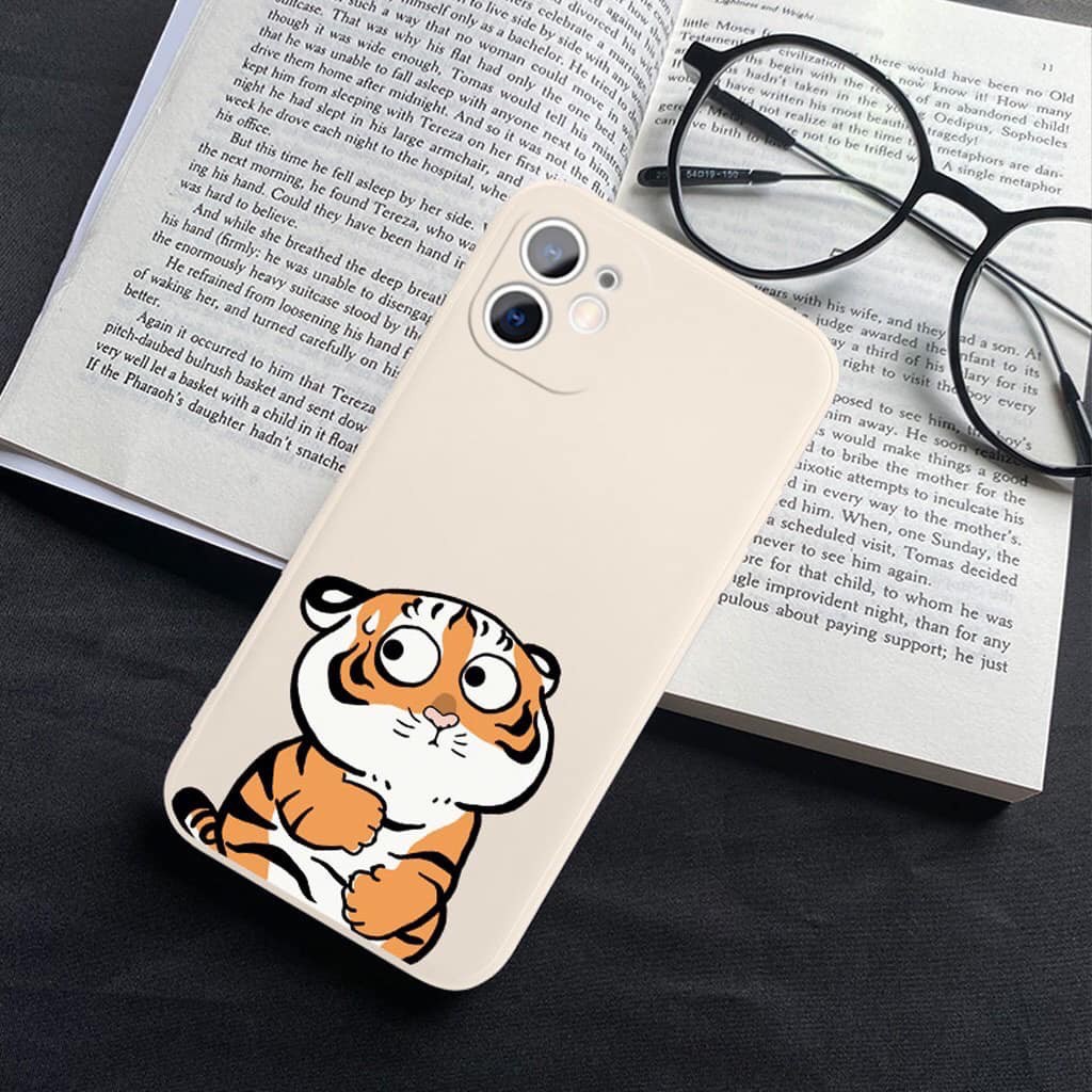 Ốp Lưng Iphone Cạnh Vuông, Bảo Vệ Camera Hình Hổ Con ip 7Plus,8Plus,x,xs,xsmax,11,11promax,12,12promax,13,13promax