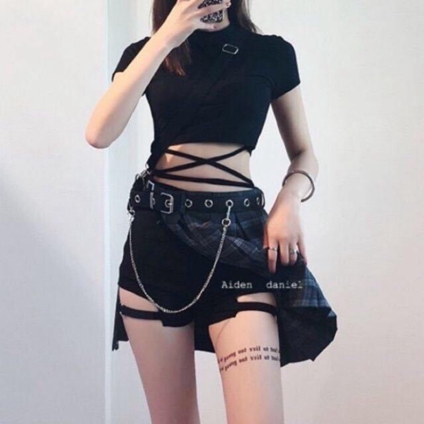 Thắt Lưng Nữ Dây Xích Bản Nhỏ Siêu Cá Tính BIGOMALL - Dây Nịt 1 Oze Kèm Dây Xích Cá Tính