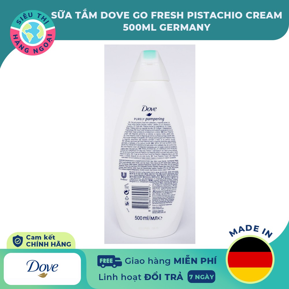 Sữa tắm Dove go fresh pomegranate body wash 500ml- Chai [Made in Germany]