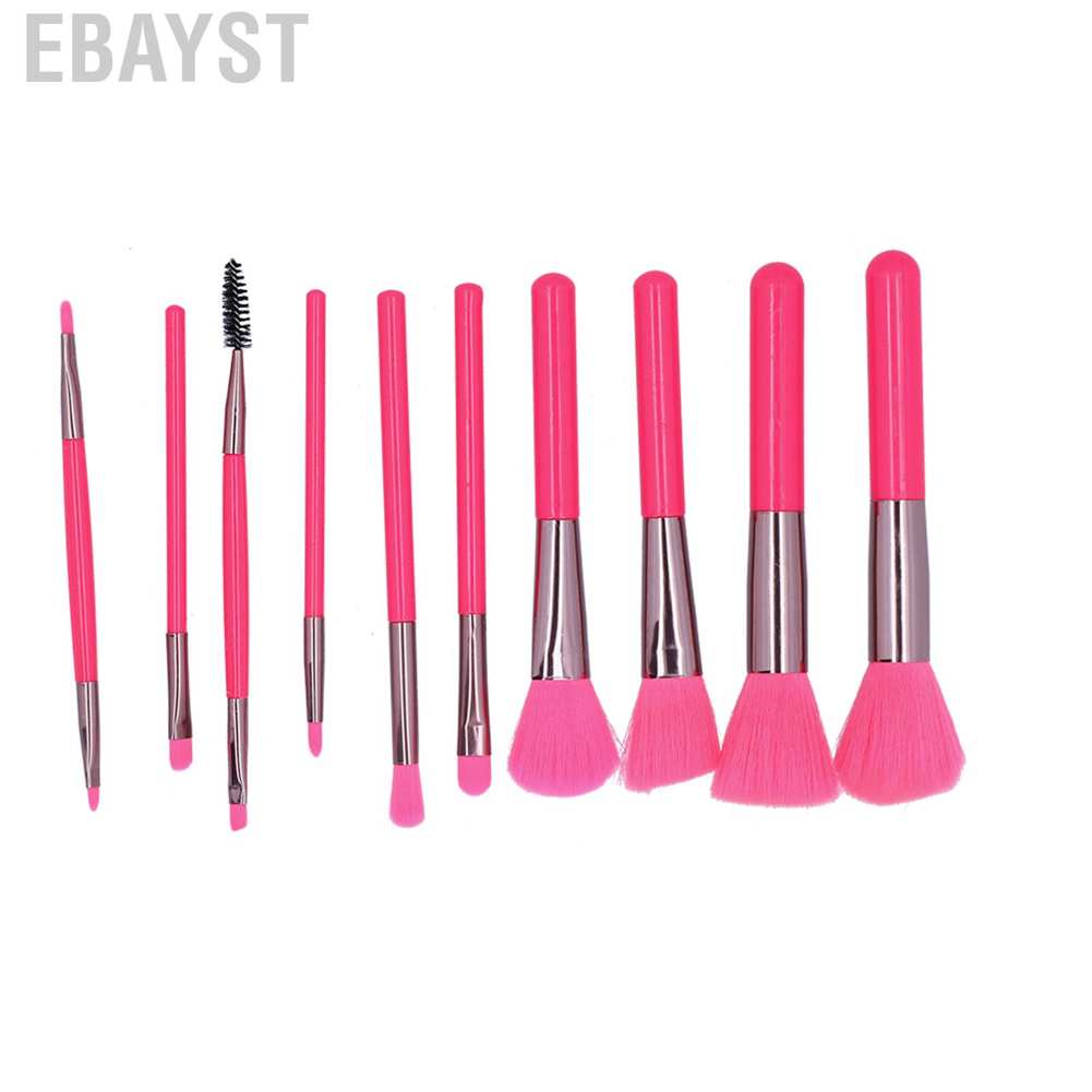 Bộ 10 cọ trang điểm lông mềm màu hồng đỏ