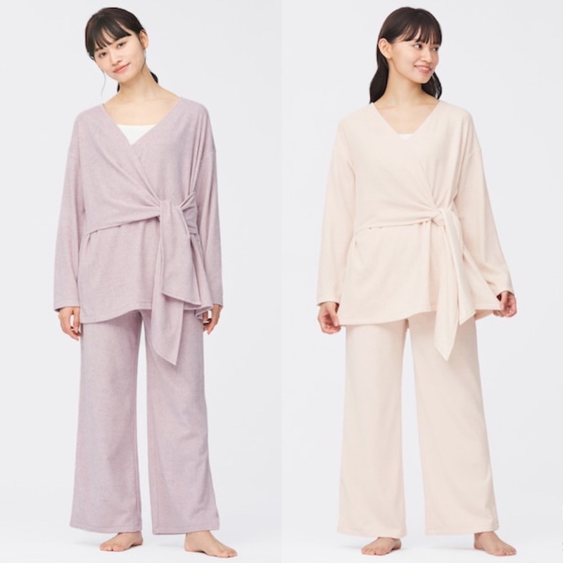 Bộ quần áo nỉ tơ nữ dài dễ thương Souffle Feel của Gu - Nhật