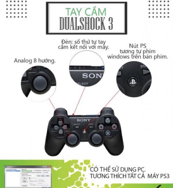 Tay cầm ps3 cao cấp cho ps3 Pc chơi fo pes Paptop và các trò thông dụng tay Ps3 tay cầm game PS3
