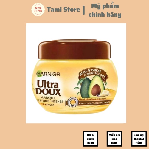 Kem Ủ Tóc Bơ Garnier Ultra Doux 300ml Làm Mềm Mượt Tóc Hàng Pháp Chuẩn 100%