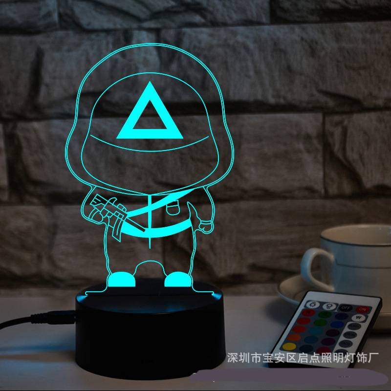 Đèn ngủ 3d thiết kế kiểu squid game điều khiển cảm ứng dùng trang trí nhà cửa theo phong cách giáng sinh