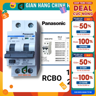 Át chống giật panasonic 20a - cb chống giật, aptomat chống giật rcbo panasonic chính hãng