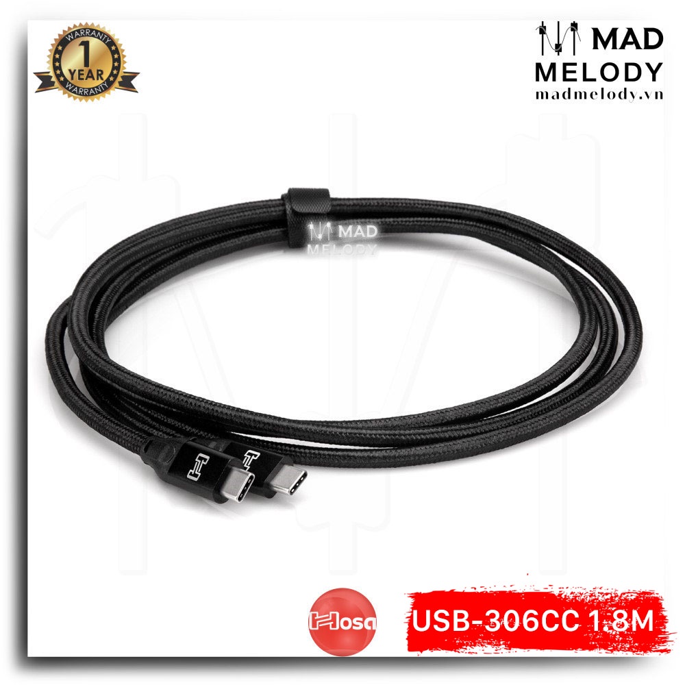 Hosa SuperSpeed USB 3.1 (Gen2) Cable USB-306CC (1.8m) (Type C) (Dây cáp USB 3.1 Gen 2 Type C, Brand New)