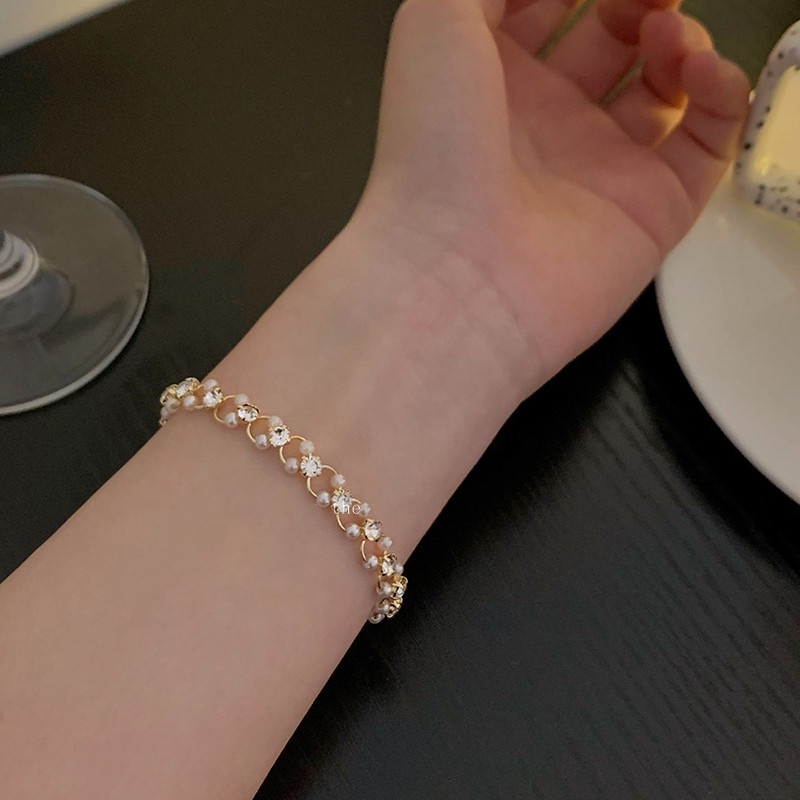 Vòng Tay Đính Ngọc Trai Nhân Tạo Thanh Lịch Dành Cho Nữ