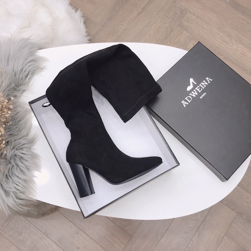 Bốt đùi da lộn ad lót lông , gót 10p siêu đẹp fullbox | BigBuy360 - bigbuy360.vn