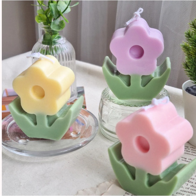 Sáp nến thơm hình hoa dễ thương trang trí, décor, thắp sáng nhà cửa