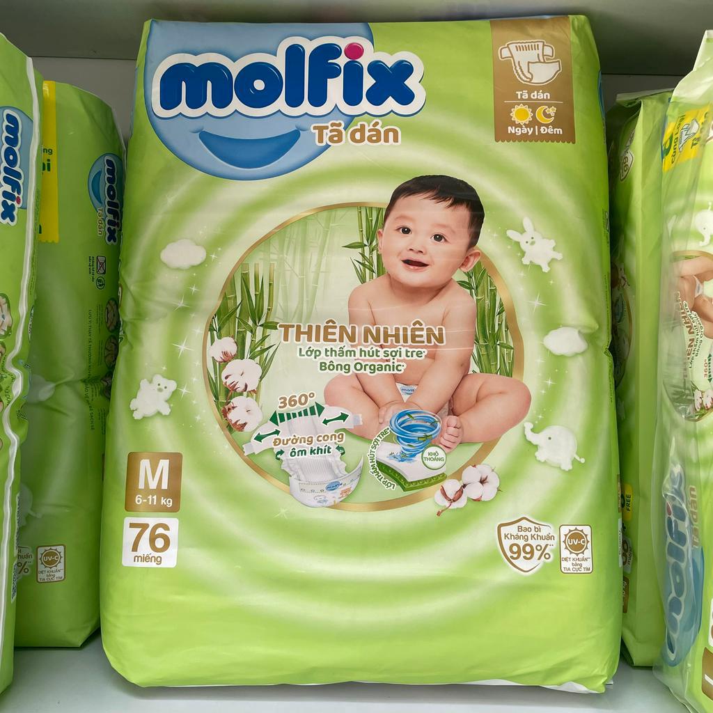 (Hoả Tốc HCM) Molfix  Bỉm Tã Quần Ultra/ Tã Dán S.Jumbo Thiên Nhiên, Size M76/L68/XL62/XXL56 (Bibistore)