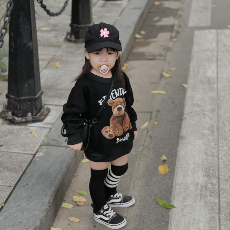 Áo váy cho bé gái thu đông sweater chất nỉ cao cấp tặng kèm mũ form dáng cực xinh JIMADO