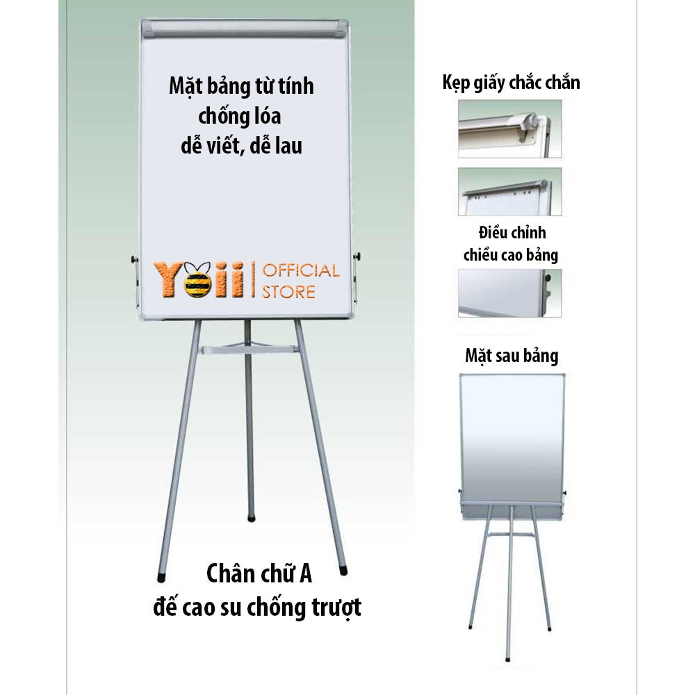 "Lô hàng nhanh" Bảng Flipchart Chân Rút A Kẹp Giấy, Viết Bút, Chân Di Động 60x90cm - Tặng Nhiều Quà