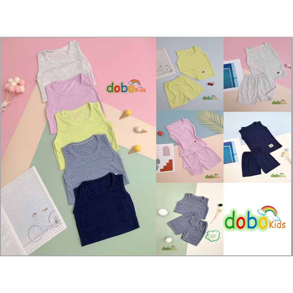 Bộ ba lỗ bé trai bé gái,quần áo trẻ em mặc nhà, đi chơi, đi học chất thun cotton thoáng mát co dãn thoải mái
