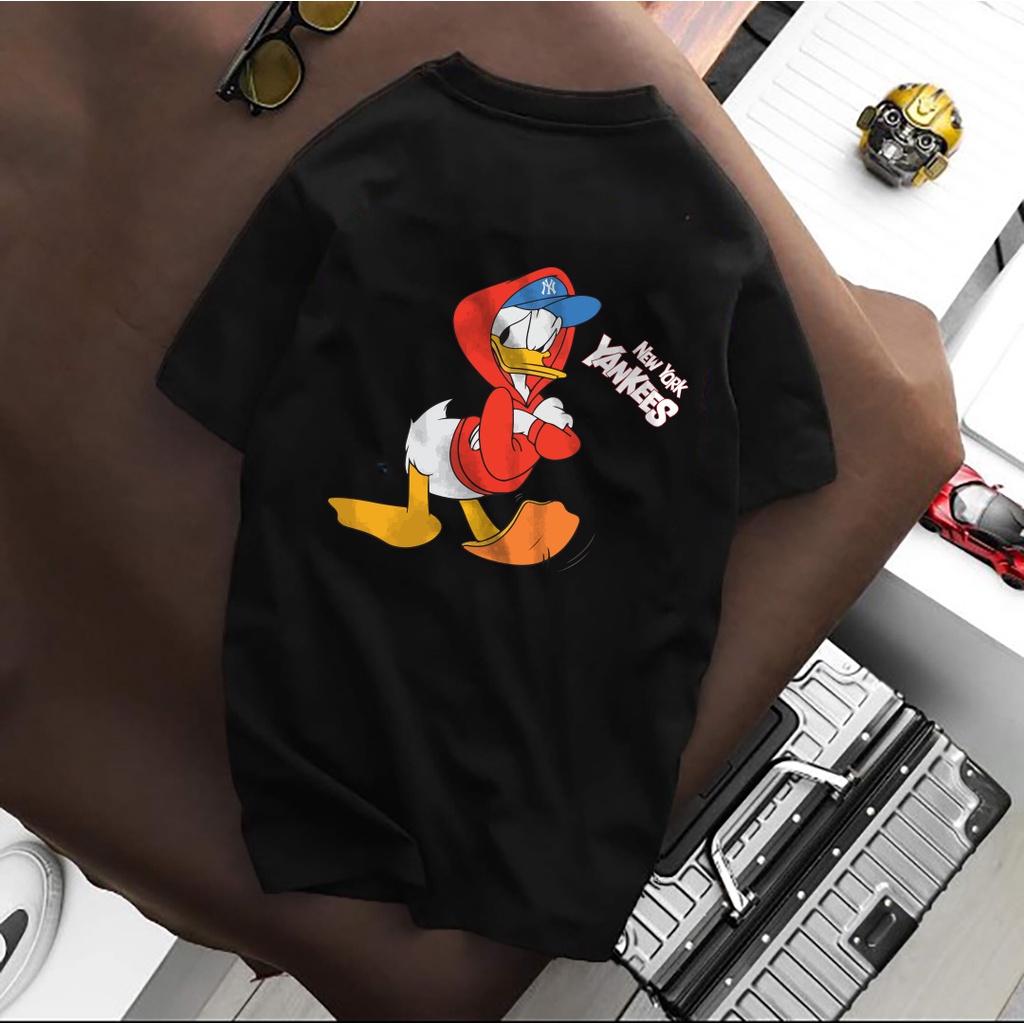 bigsize sale - Áo thun nam tay ngắn form unisex size lớn, bigsize 75kg đến 125kg - in áo đen Con Vịt