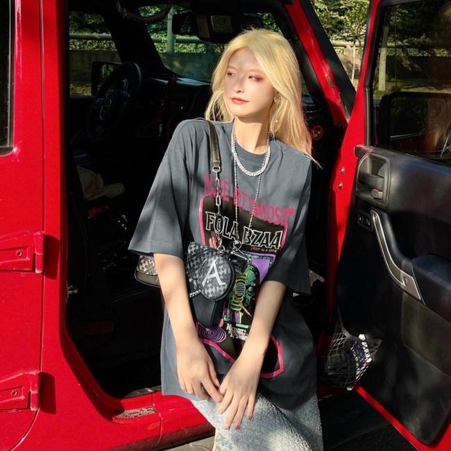 Áo thun nữ COZOKC cotton tay ngắn in họa tiết độc đáo phong cách hip hop cá tính