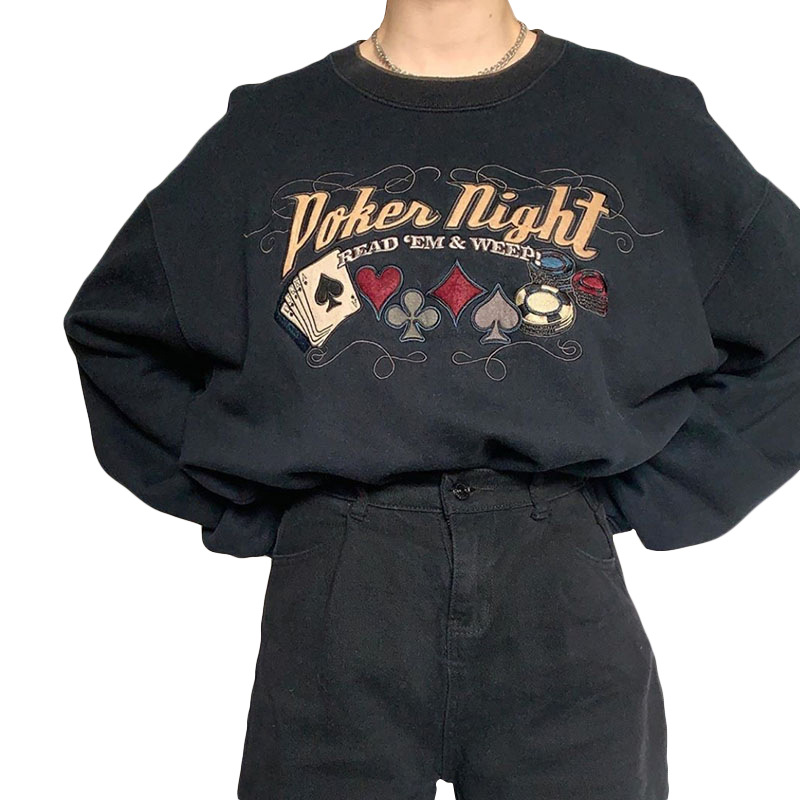 DUNEA Áo Sweater Tay Dài Dáng Rộng Cổ Tròn Thêu Họa Tiết Dễ Thương Cho Nữ | BigBuy360 - bigbuy360.vn