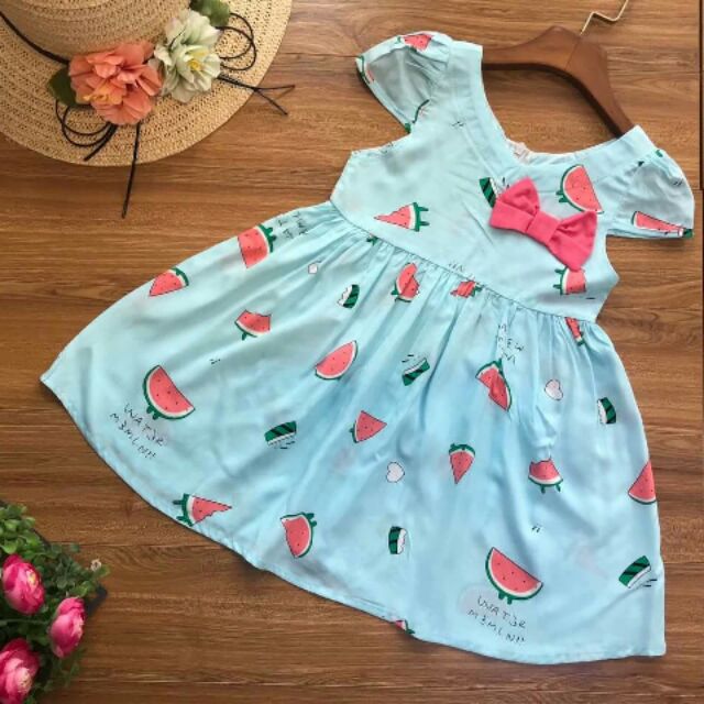 Váy lanh lụa tay hến (2-7T) 2 màu