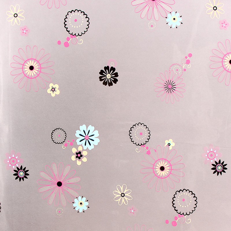 Decal giấy dán kính hoa sắc màu khổ rộng 0.45m