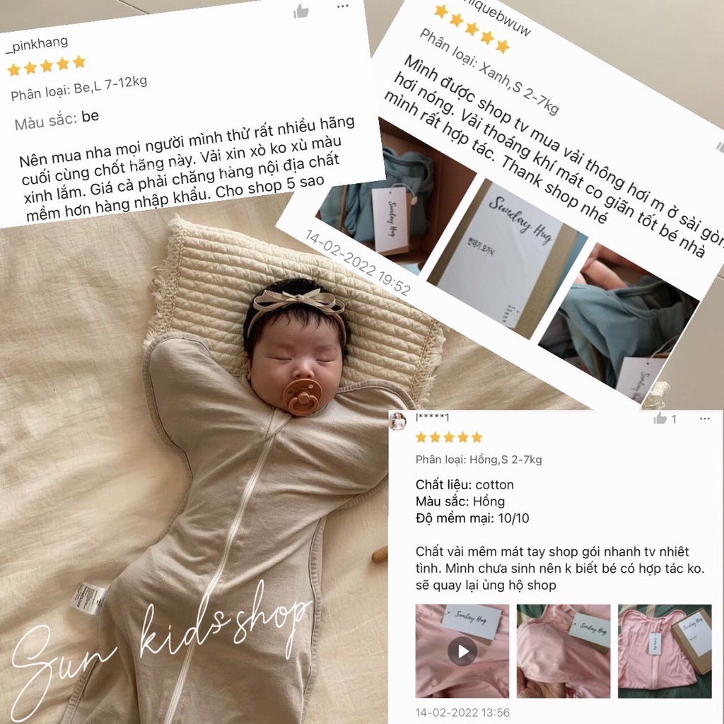 Nội địa Hàn Nhộng SunDay Hug Giúp Bé Ngủ Ngon Sâu Giấc ( Cotton Organic)