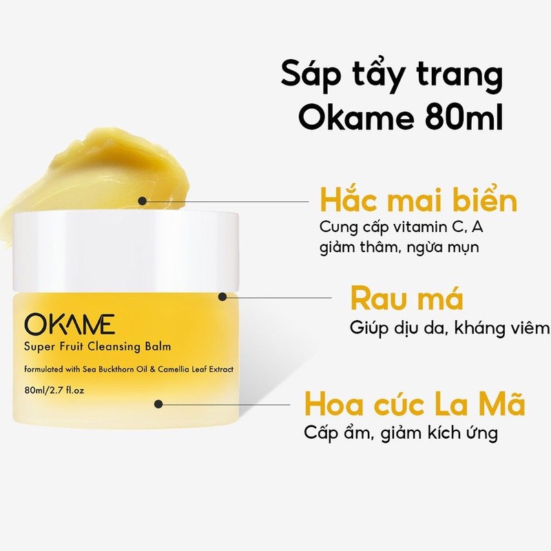 Sáp tẩy trang dễ nhũ hoá, làm sạch sâu Okame Super Fruit Cleansing Balm 80ml