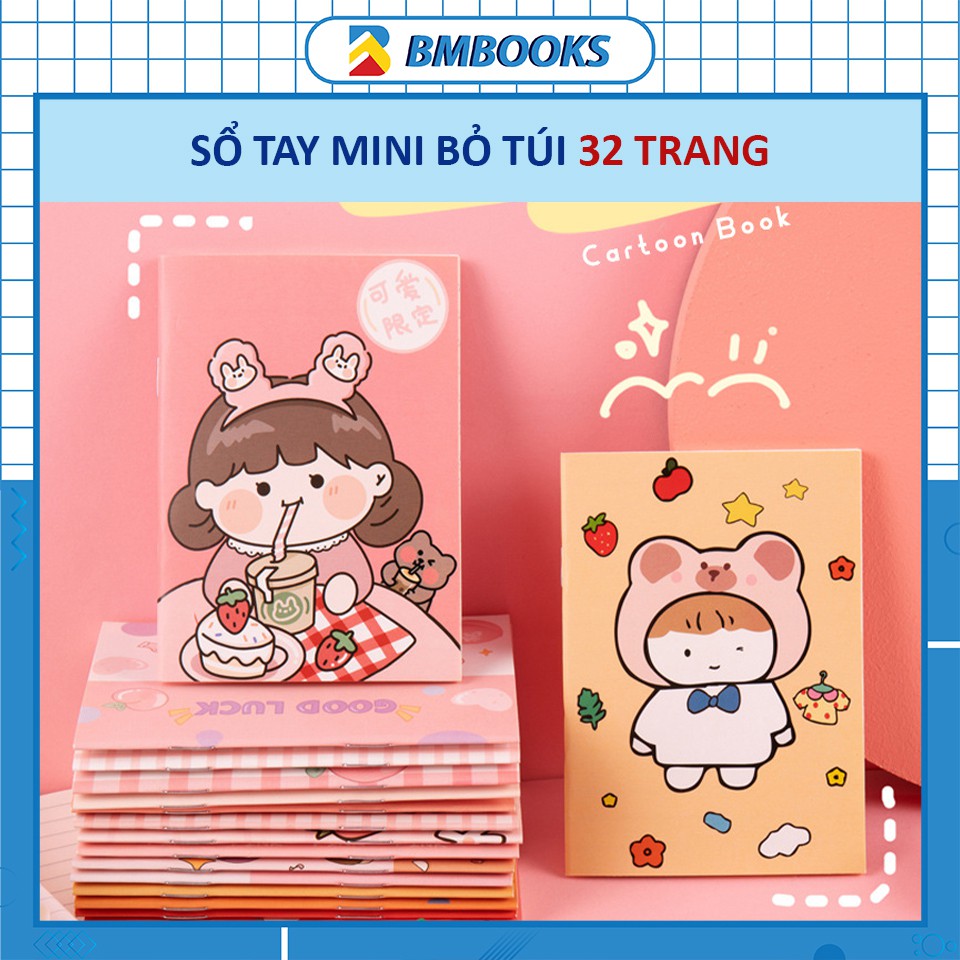 Sổ tay mini cute bỏ túi ghi chép tiện lợi bìa hoạt hình MiniNotebook 32 trang BMBooks