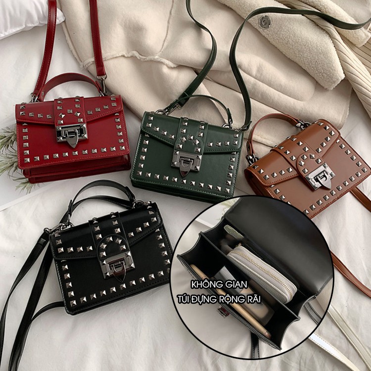 Túi Đeo Chéo Phối Đinh Cá Tính Phong Cách Retro C9243