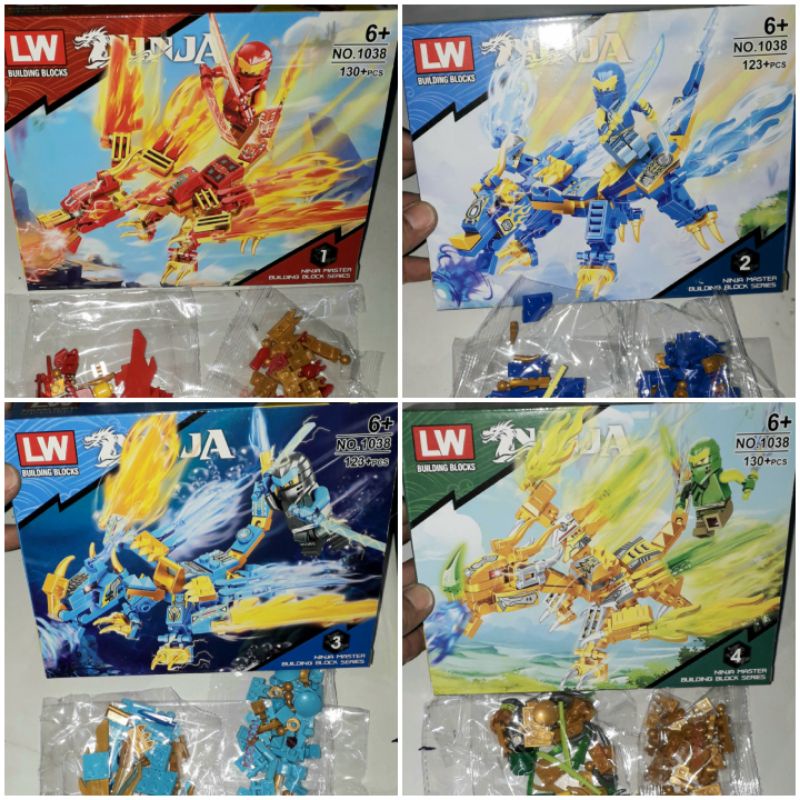 Lắp ráp 1 hộp Ninjago cưỡi Rồng 1038 có nhiều chi tiết bằng nhựa ABS rất đẹp