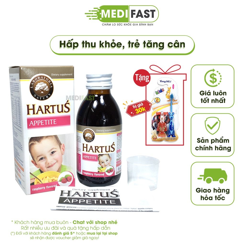 Siro ăn ngon cho bé Hartus Appetite - giúp trẻ hết biếng ăn, ăn nhanh hơn cho trẻ từ 6 tháng - nhập khẩu chính hãng