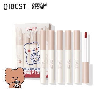 Set 5 thỏi son kem QIBEST Milk Tea Bear C07 mịn như nhung không làm khô môi