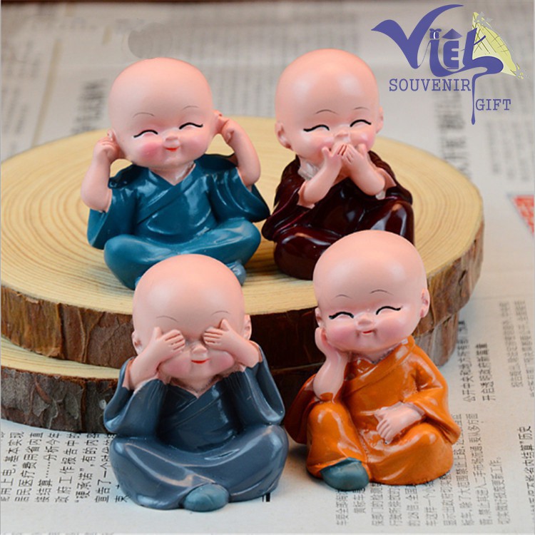 Bộ tượng chú tiểu tứ không bốn thế - luuniemvietnam - 5.5cm