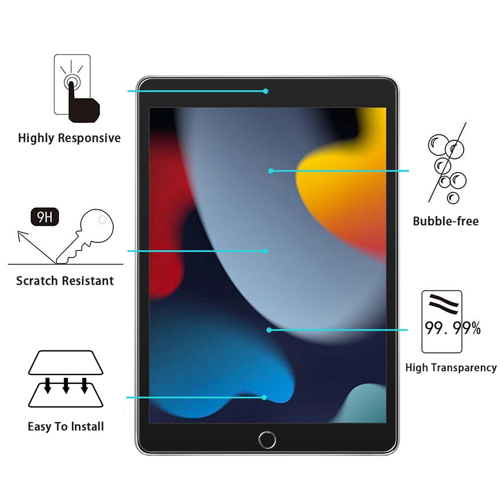 Kính Cường Lực Bảo Vệ Màn Hình Cho Apple iPad 10.2 2021 2020 2019 9.7 2018 2017 Air Air 2 4 Pro 10.5 11 Mini 6 iPad 8 9