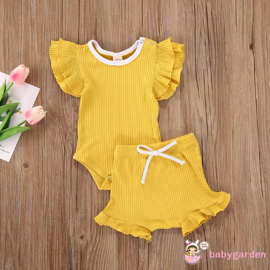 Áo Liền Quần + Quần Short Cho Bé Gái Từ 0-18 Tháng Tuổi