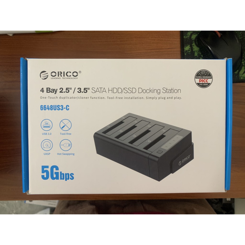 Đế Dock ổ cứng 4 khay 3.5''/ 2.5'' USB 3.0 ORICO 6648US3-C-BK - Hàng chính hãng