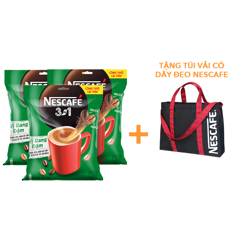 Combo 3 Bịch cà phê hoà tan NESCAFÉ 3IN1 công thức cải tiến - VỊ RANG ĐẬM
