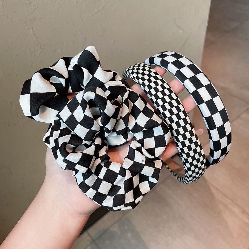 Dây buộc tóc bằng vải họa tiết sọc caro phong cách Hàn Quốc thời trang mùa hè độc đáo cho nữ