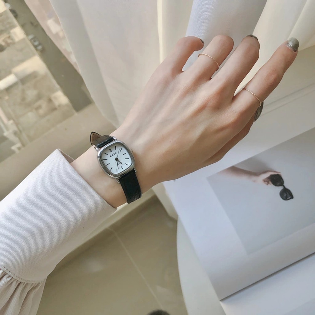 Đồng hồ nữ RAXT mặt vuông bo góc tròn dây da sần phong cách thời trang cổ điển | BigBuy360 - bigbuy360.vn