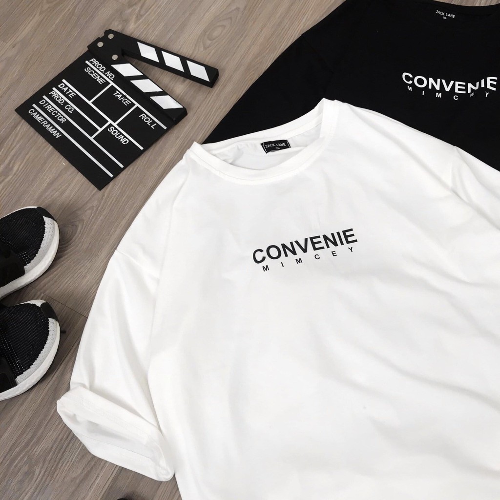 Áo thun cotton in chữ CONVENIE hai màu trắng đen hot hit [FREESHIP] Áo phông nam nữ đẹp nhất
