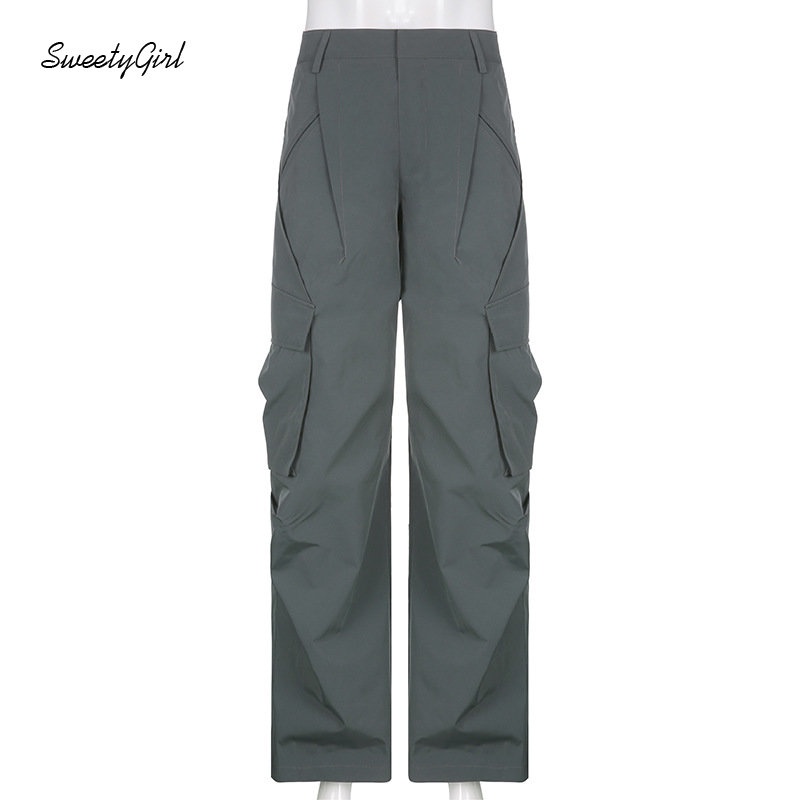 Quần Dài Dáng Suông Ống Rộng Lưng Thấp Màu Xanh Lá Trơn Thời Trang 2022 Cho Nữ