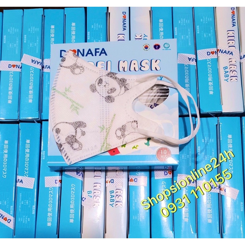 ✅ [ Hộp 10 cái ] Khẩu trang y tế 5D Mask cho bé Donafa chính hãng Hình gấu trúc